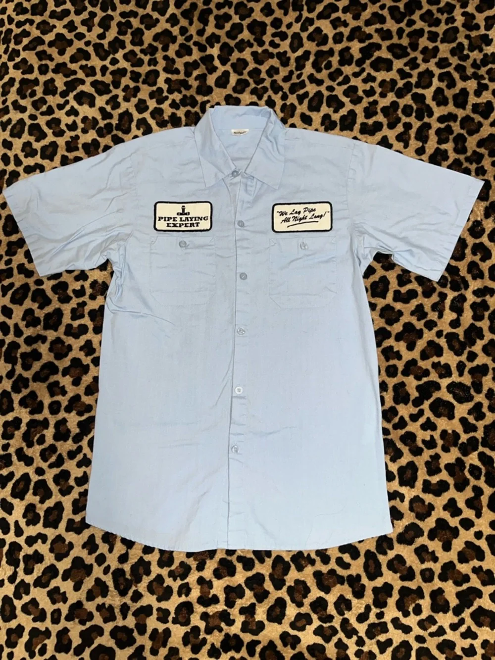 Spirit Light Blue Short-Sleeve Work Shirt with Patch Details - Picture 1 of 3